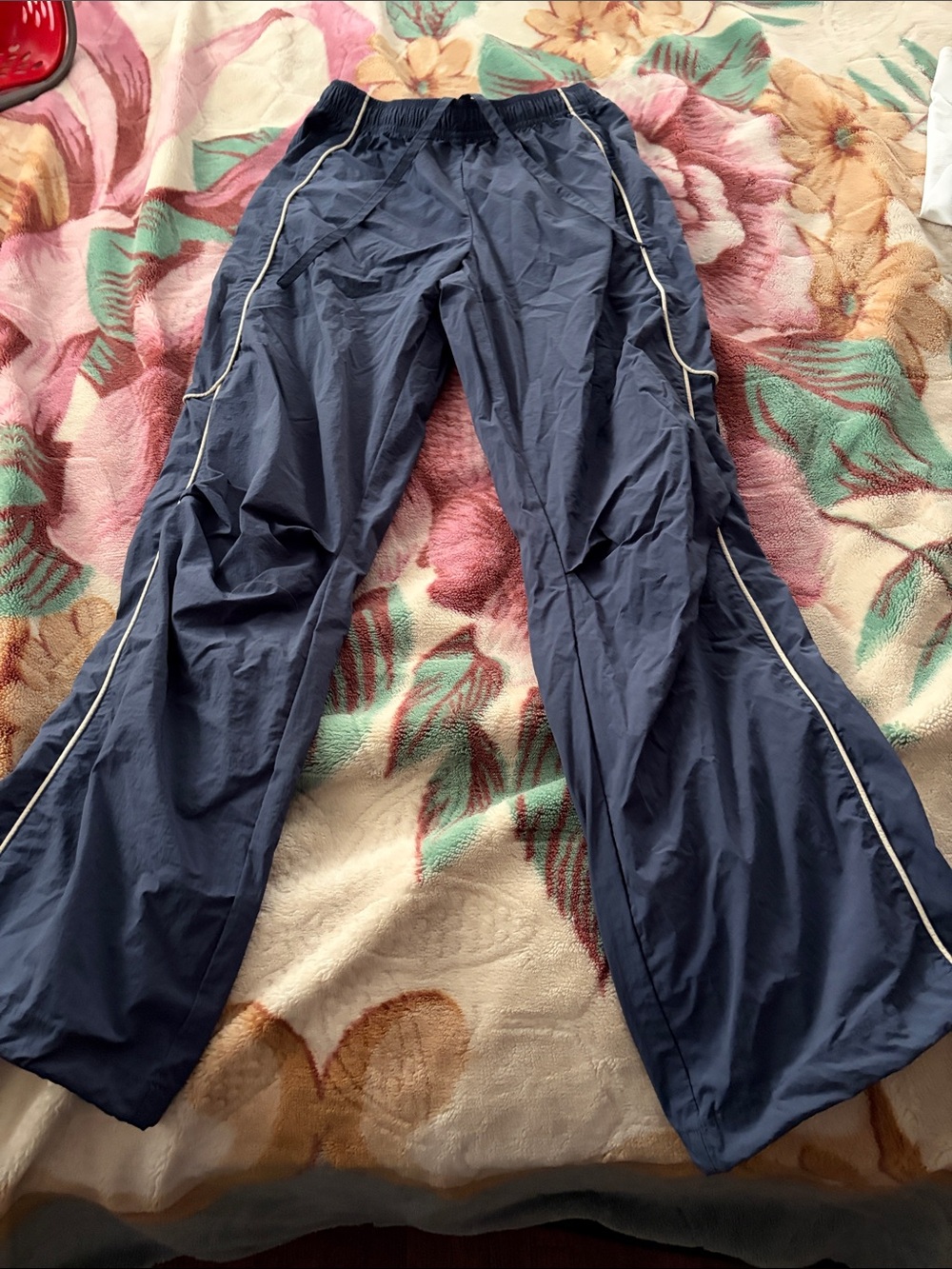 BDG Navy Track Pants with White Side Piping